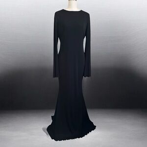 Fashion Nova Knit Black Long Sleeve Maxi Dress